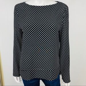 Philosophy S Woven Black Ground White Dots Blouse